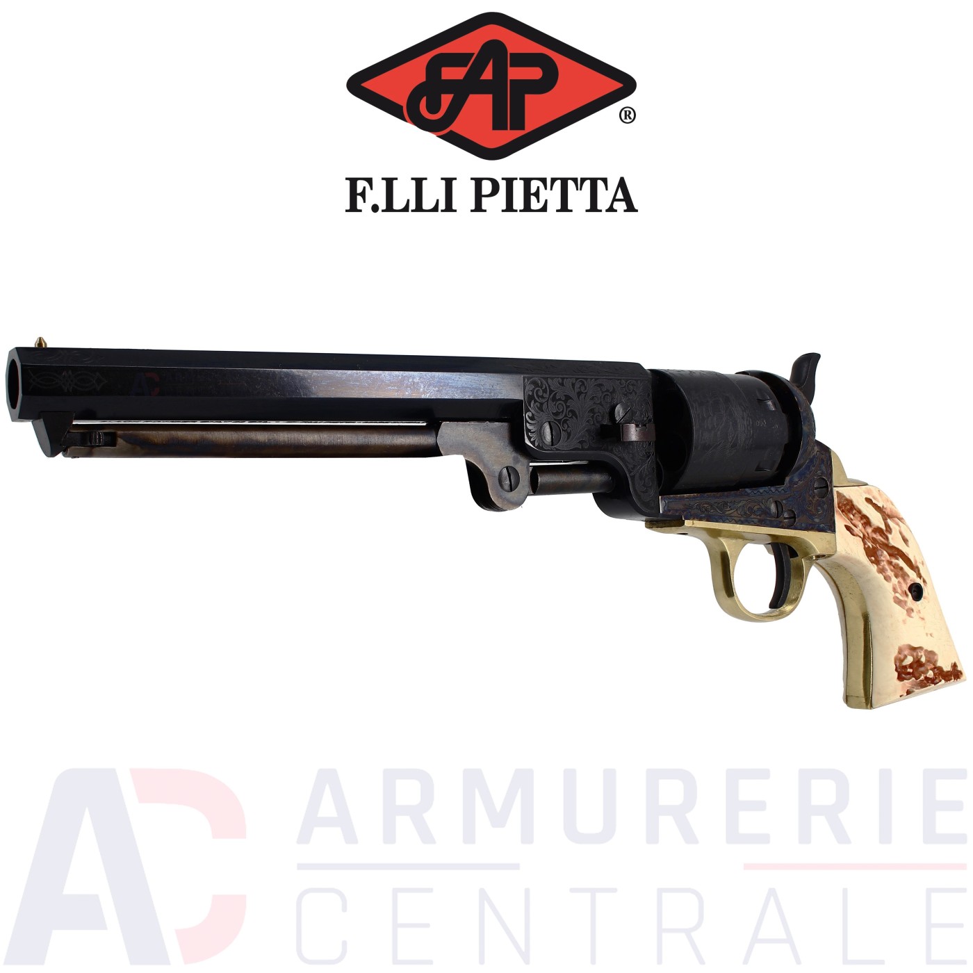 Revolver 1851 Navy Yank Acier Deluxe Stag .44 PN 