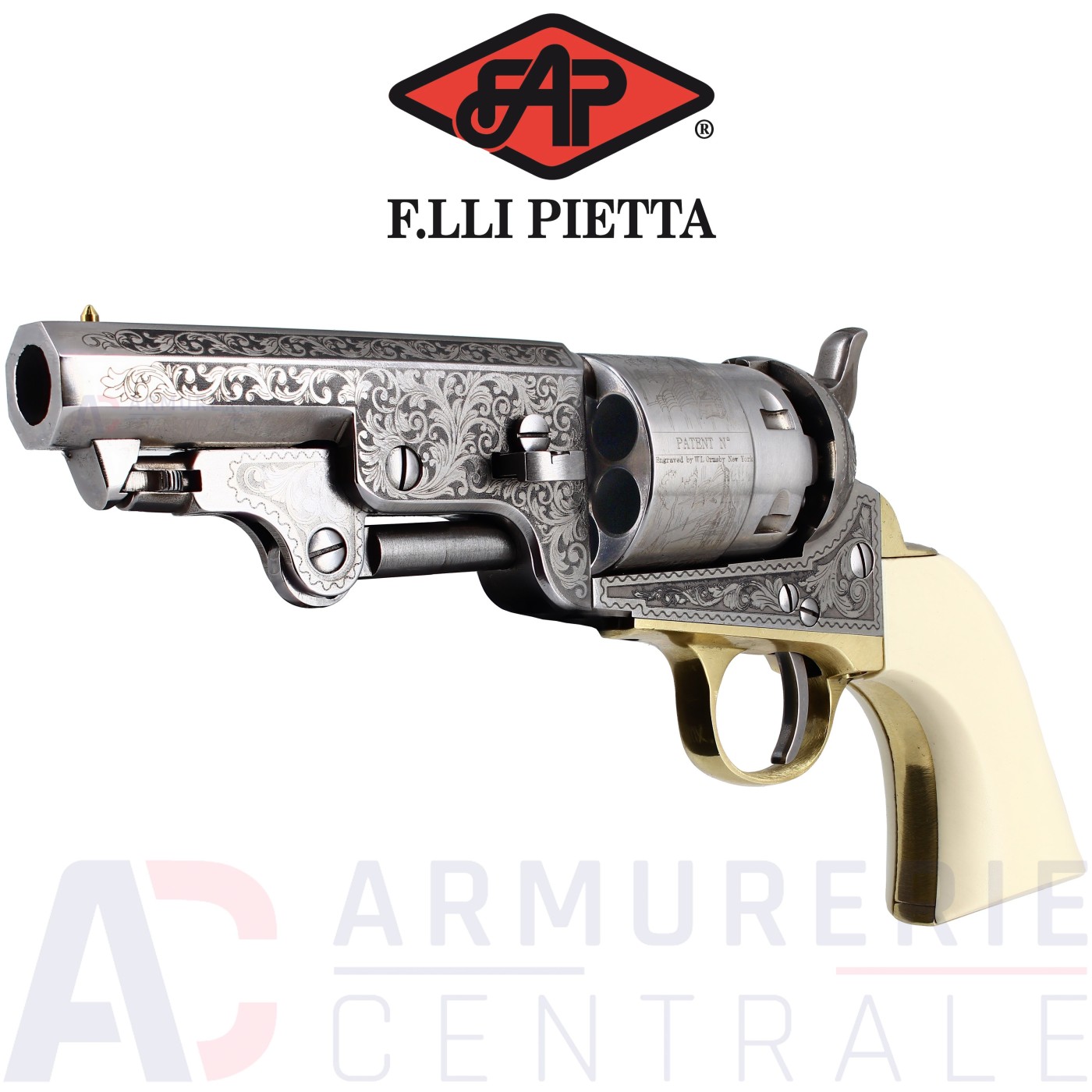 Pietta 1851 Navy Yank Acier Old Silver Cpt Scheafer .44 PN
