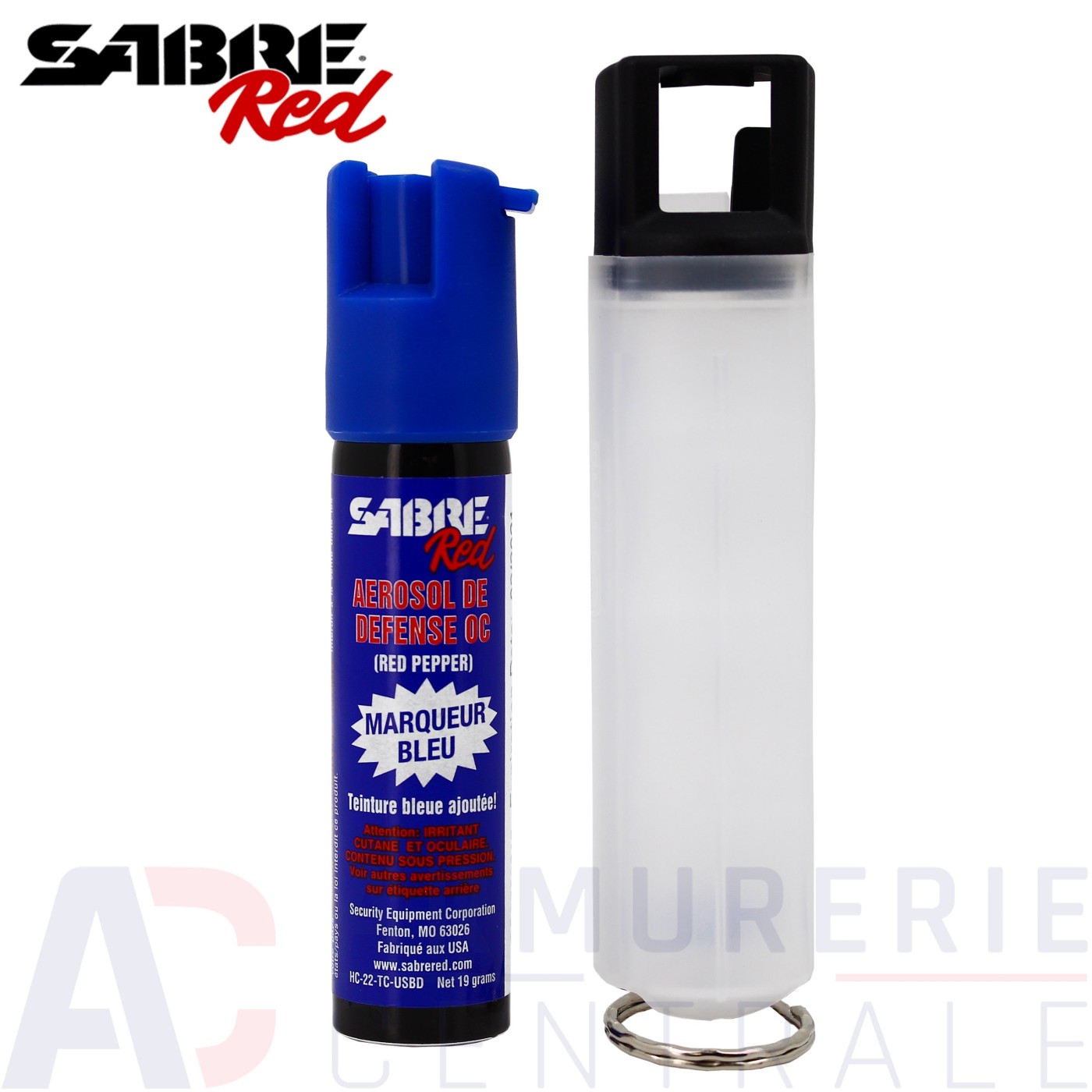 Aérosol de défense Sabre Red à marqueur bleu (23,7ml) Aérosol de défense Sabre Red à marqueur bleu (23,7ml)