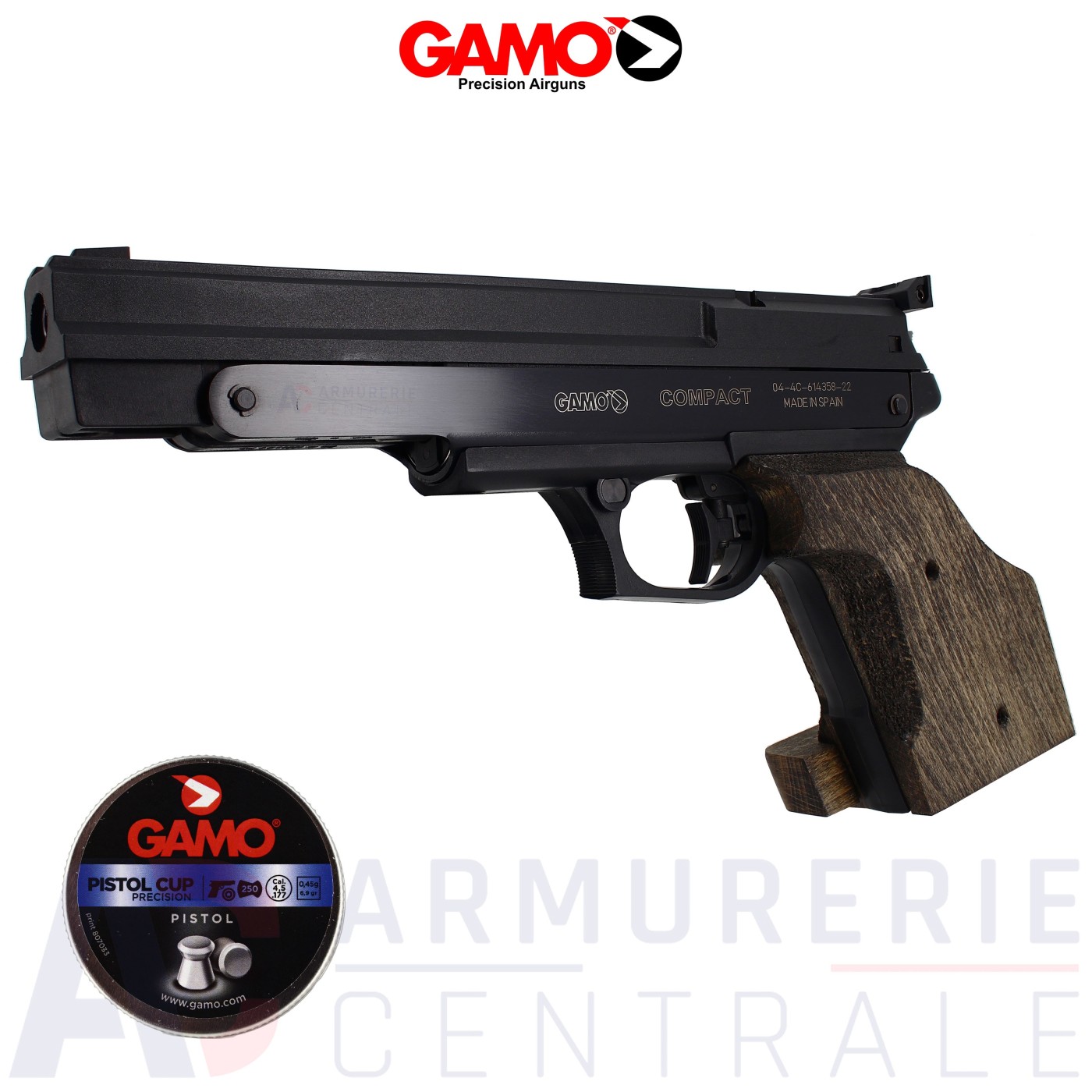 Pistolet &agrave; plomb Gamo COMPACT droitier (3.67 joules)
