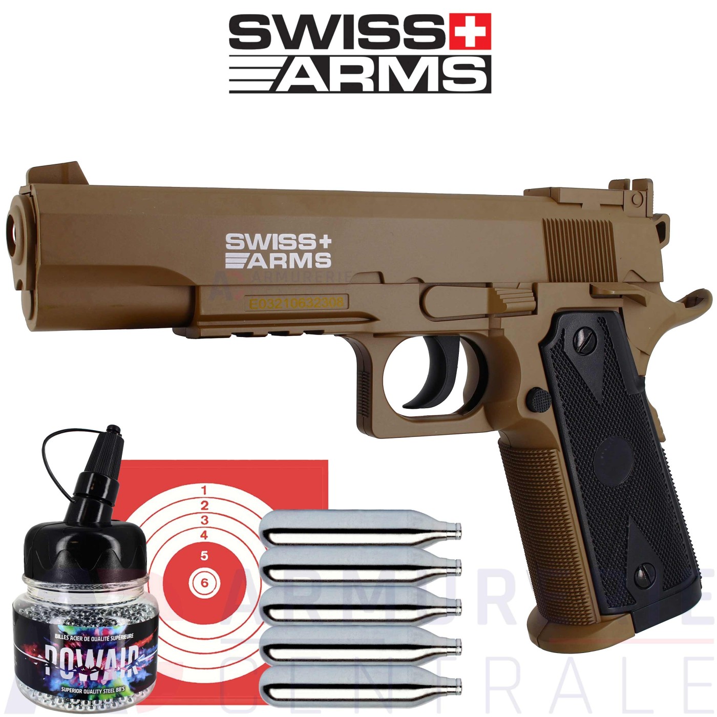 Swiss Arms P1911 match CO2 Tan semi auto (2 joules) Swiss Arms P1911 match CO2 Tan semi auto (2 joules)