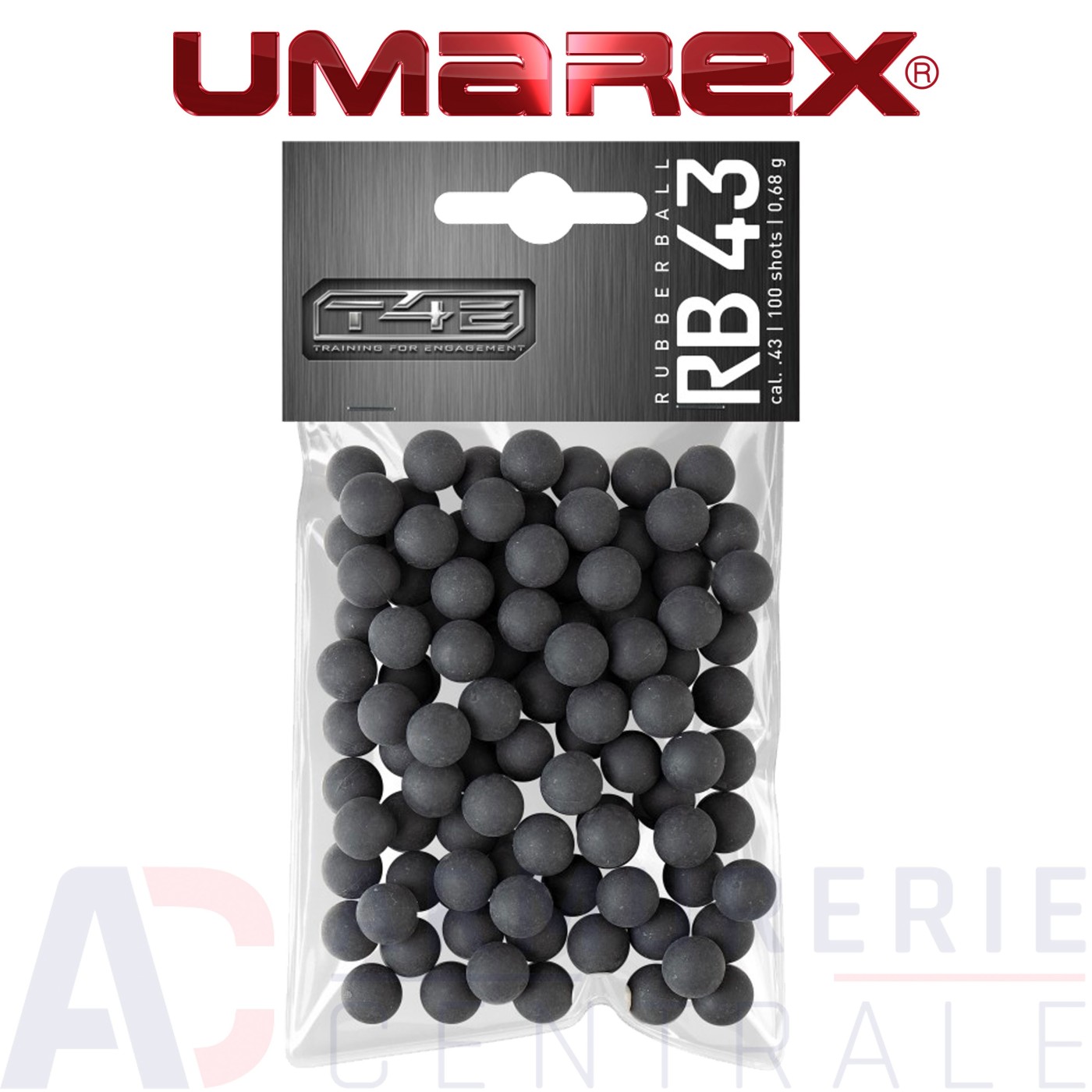 100 balles caoutchouc Umarex T4E calibre .43