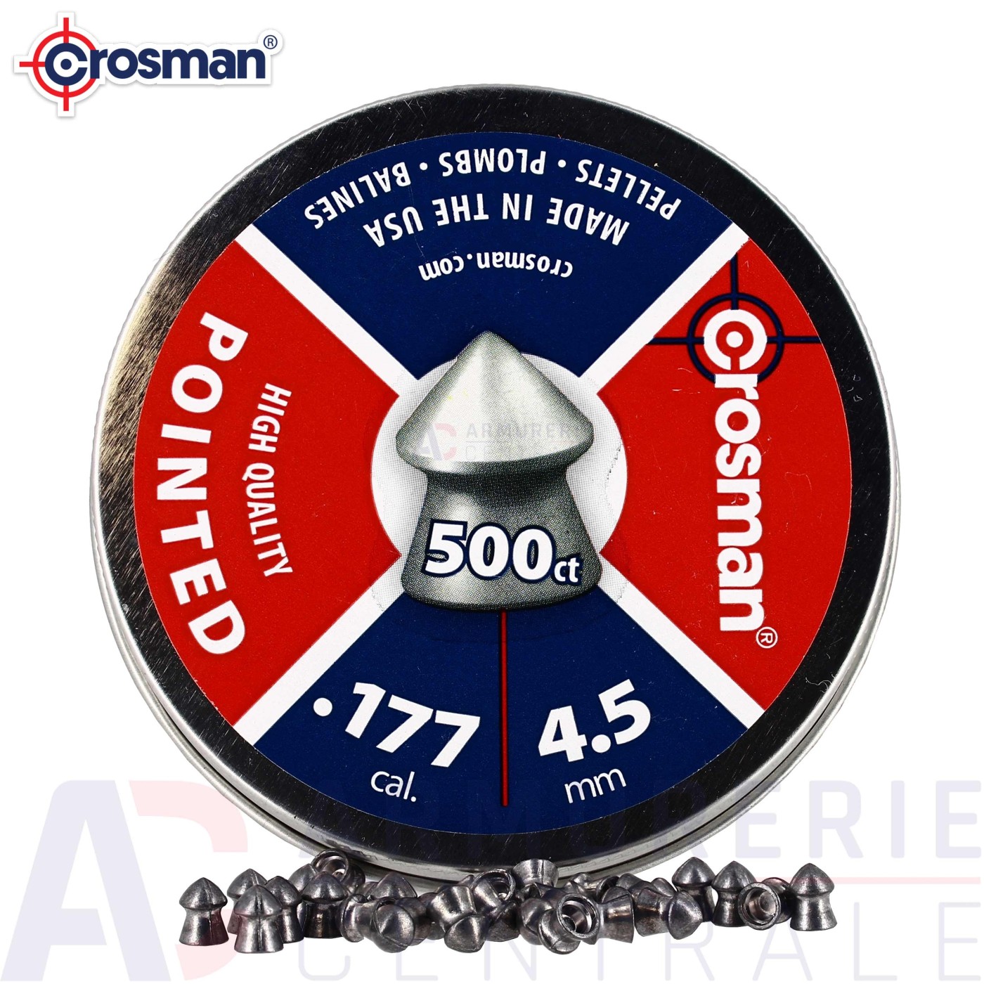 500 Plombs pointus Crosman High Quality Match 4,5mm 500 Plombs pointus Crosman High Quality Match 4,5mm