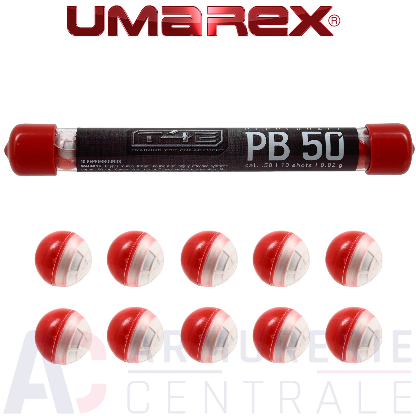 10 Balles Poivre Umarex PB50 0.82 grammes .50