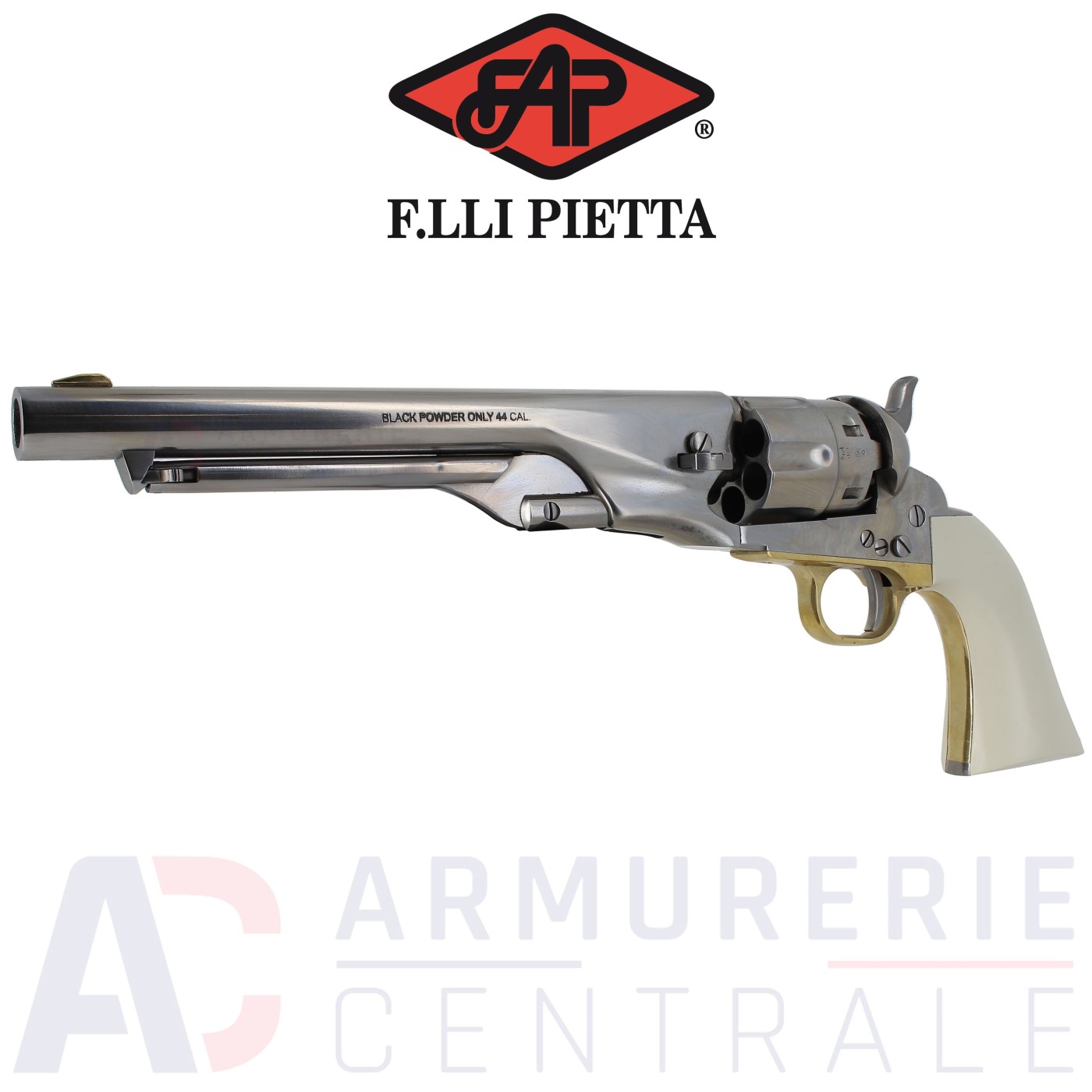 Revolver Poudre Noire Pietta 1860 Army Old Silver ivoire .44