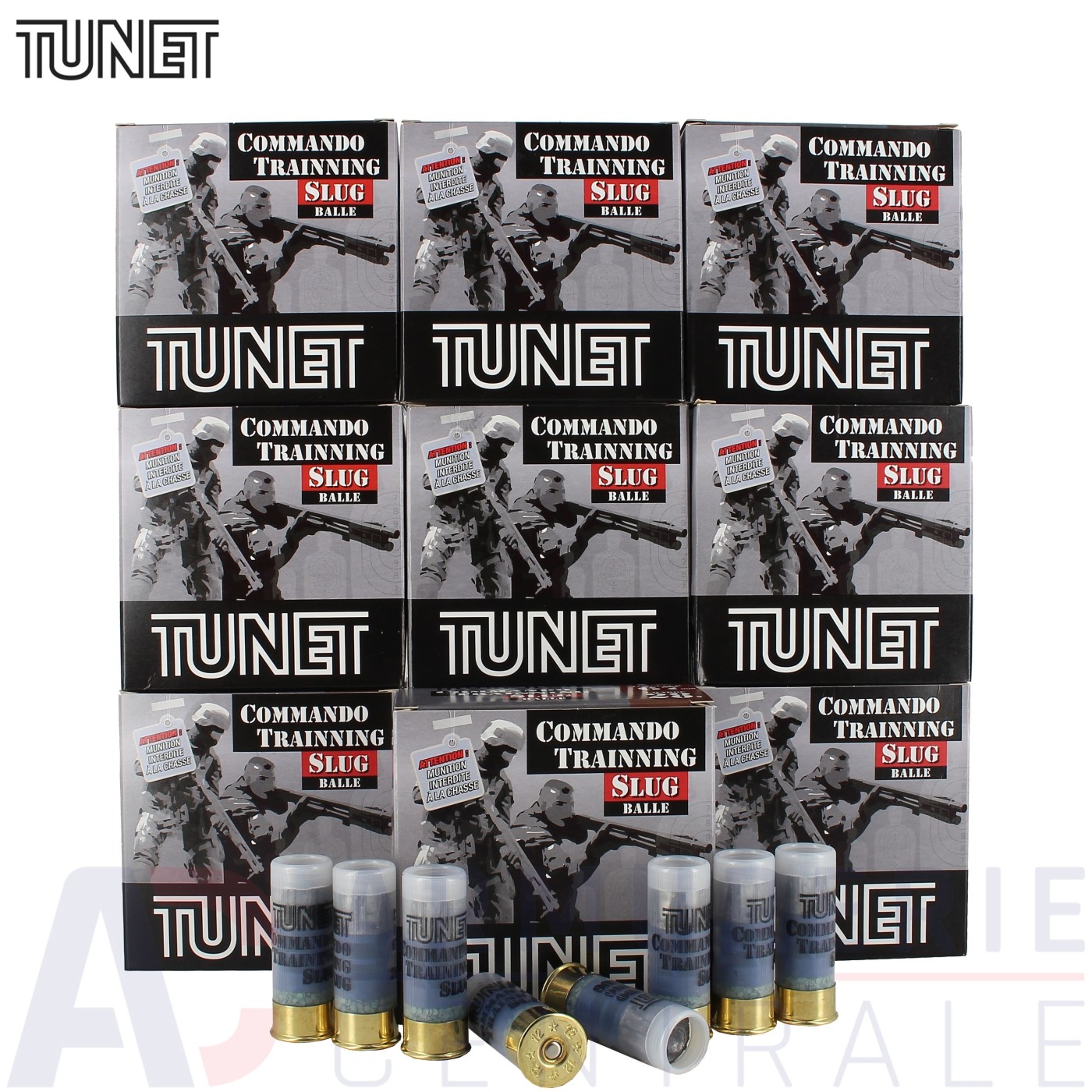 250 cartouches Tunet Commando Trainning Slug 12/67 28g