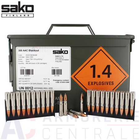 800 Cartouches Sako .300 AAC en caisse M2A1 .123Gr