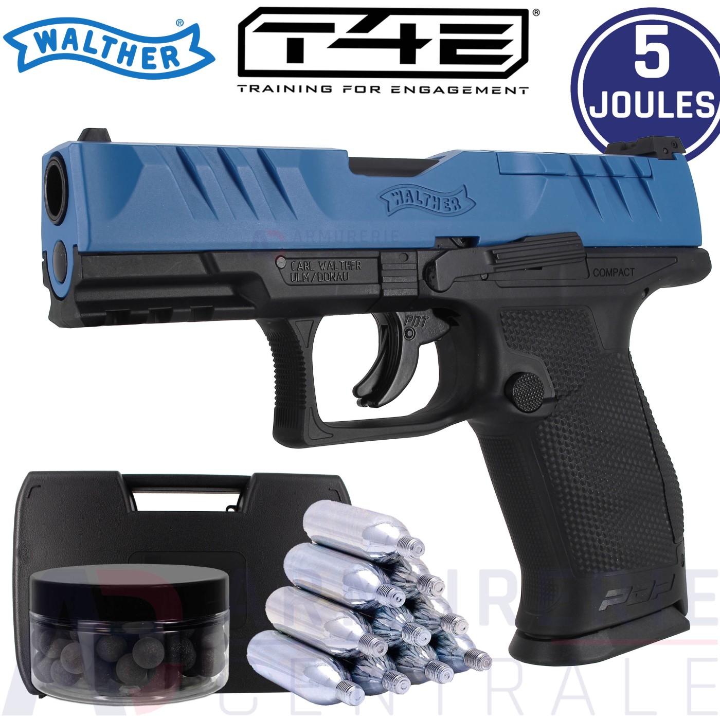 Pistolet Walther PDP Compact Bleu T4E cal.43 (5 joules) Pistolet Walther PDP Compact Bleu T4E cal.43 (5 joules)