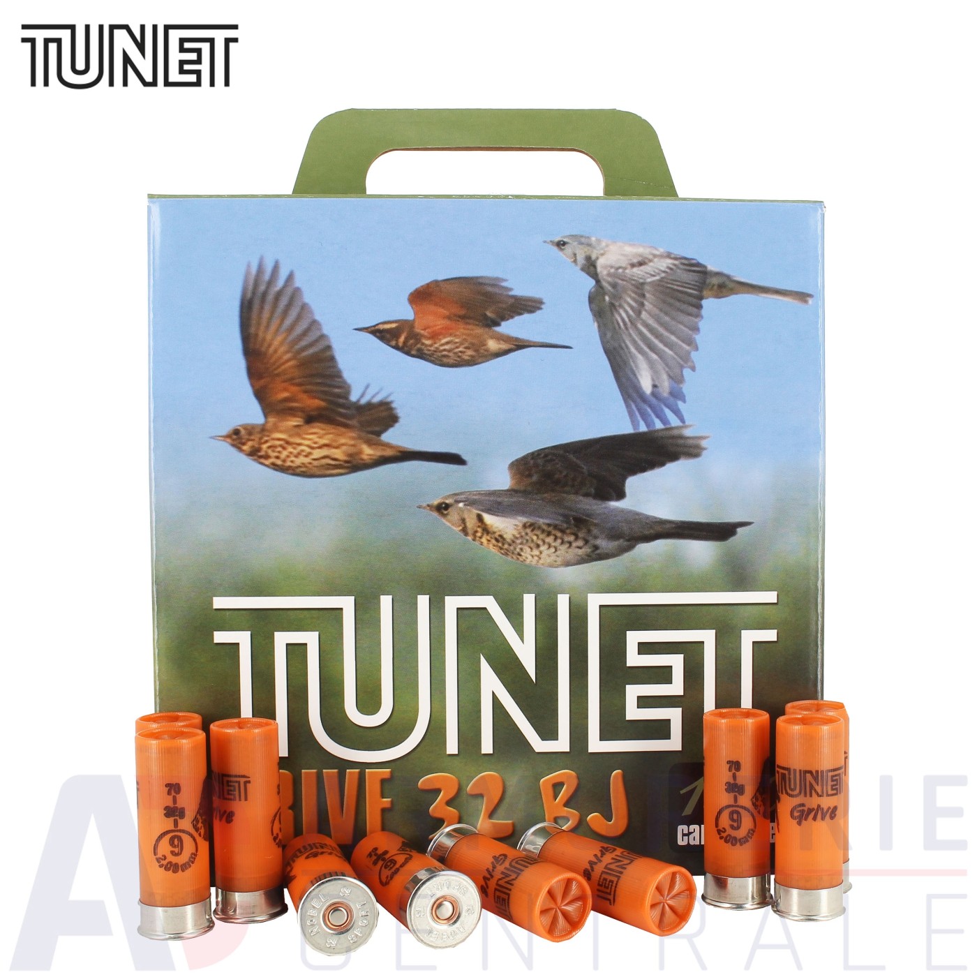 100 Cartouches Tunet Grive 32 grammes n°9 12/70 100 Cartouches Tunet Grive 32 grammes n°9 12/70