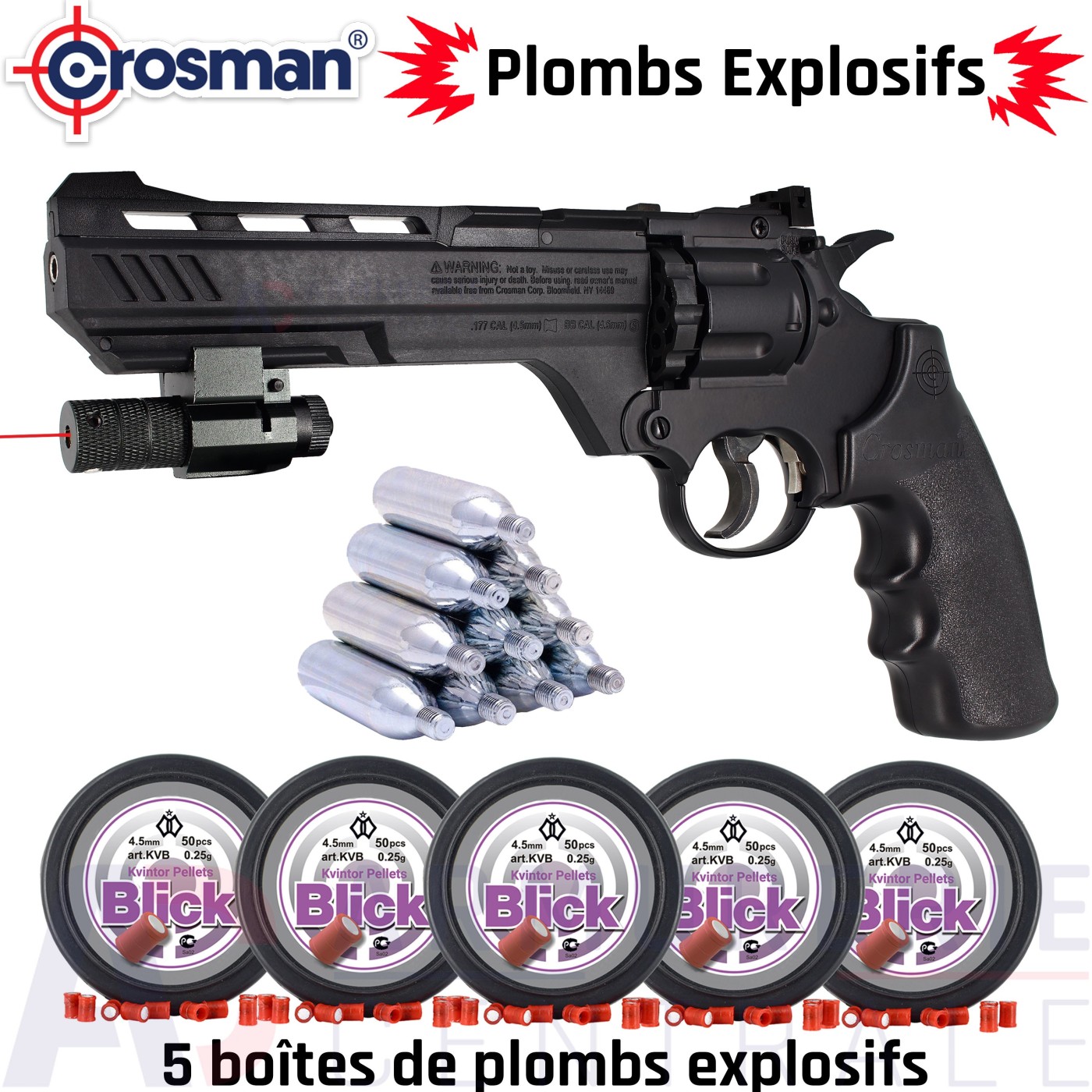 Crosman VIGILANTE Laser plombs explosifs 4.5 mm (3.9 joules) Crosman VIGILANTE Laser plombs explosifs 4.5 mm (3.9 joules)