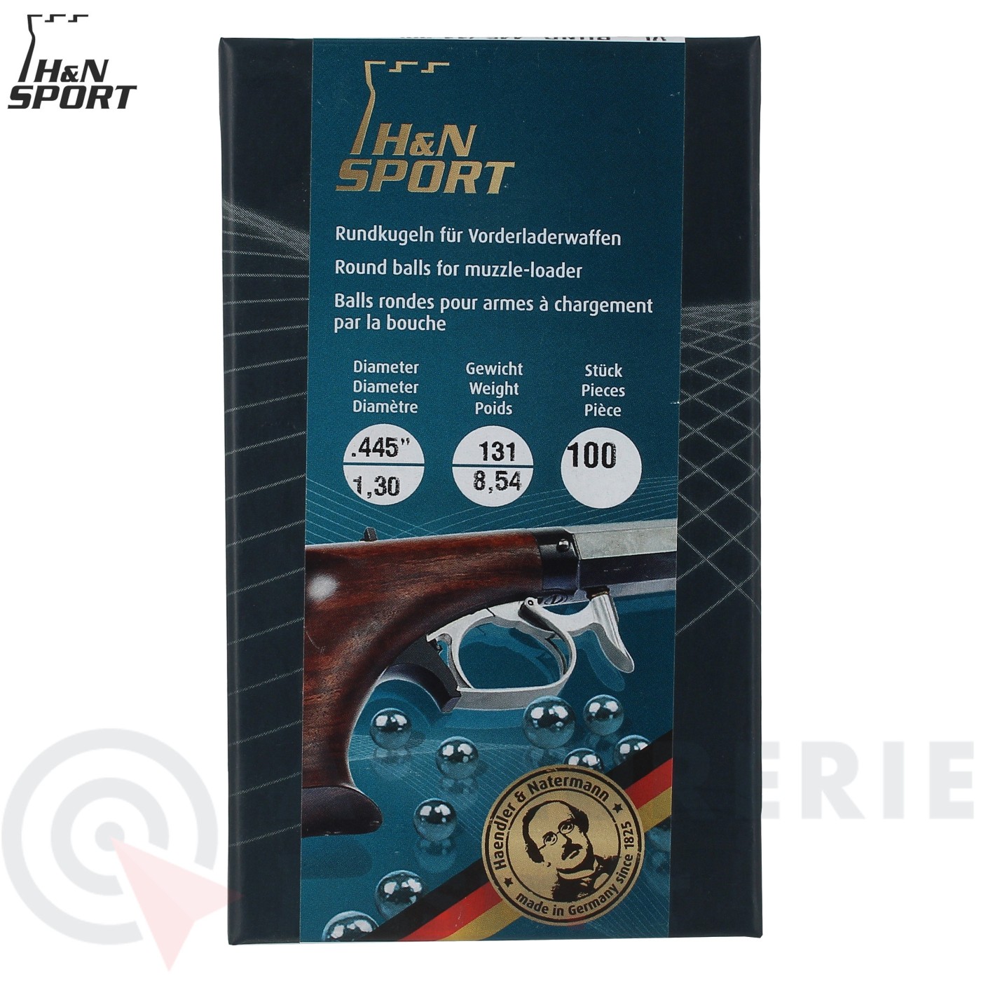 Boite de 100 Balles rondes calibre 44 (.445) H&N Sport