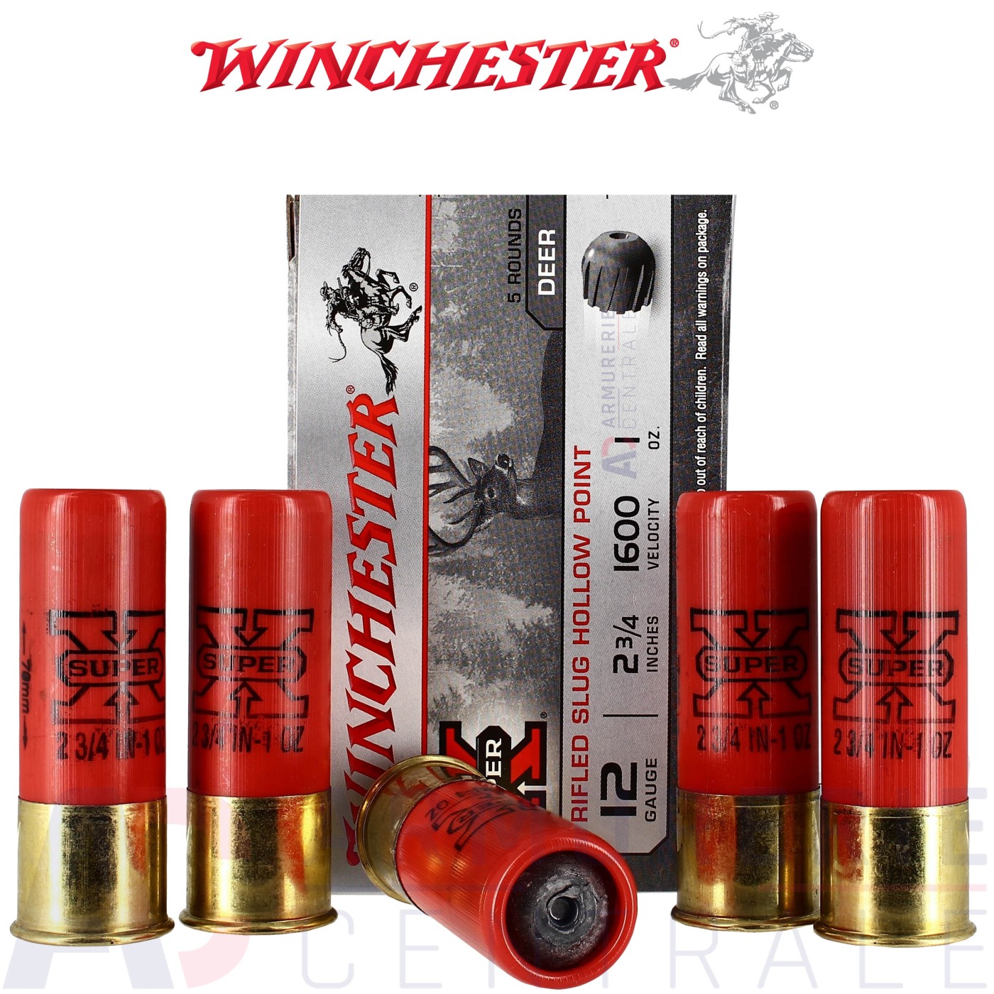 Boite de 5 cartouches Winchester Slug Hollow Point 12/70